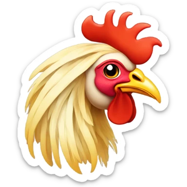 Attractive Rooster face wearing a wig of long blonde hair sticker