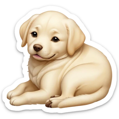 Meme-Worthy Cute Sleeping Cream Labrador Portrait Emoji, Head resting peacefully with a contented smile, showcasing a delightfully sturdy build and a luxuriously soft cream Fur, eyes shut in a serene nap, Simplified yet hilariously adorable features, highly detailed, glowing with a soft, drowsy light, high shine, relaxed and utterly lovable, stylized with an air of playful laziness, bright and heartwarming, soft glowing outline, capturing the essence of a comically sleepy companion, so meme-worthy it feels like it could instantly become the next viral sensation of adorable slumber! sticker