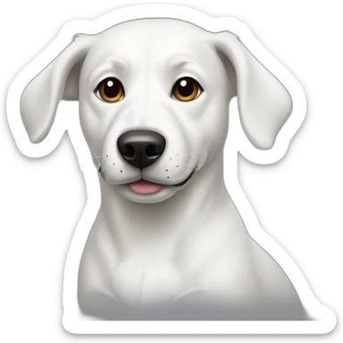white dog with black ear and black spot on half of the face sticker