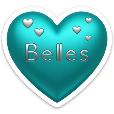 Teal heart with hearts and Belles wording sticker