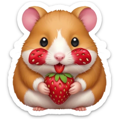 hamster eating strawberries sticker