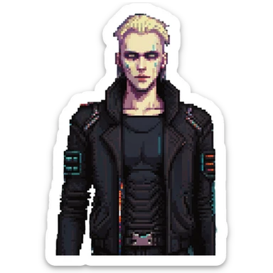 vampire man in cyberpunk setting sticker