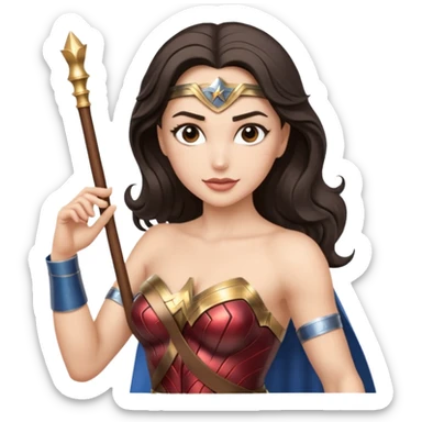 Wonder Woman holding white orchestra conductor’s baton sticker