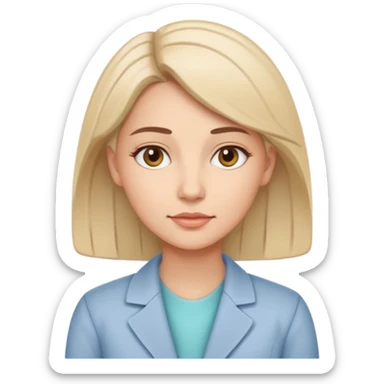 Minimalist illustration of a female psychologist, calm expression, modern line art style, soft colors, clean and professional design, white background sticker