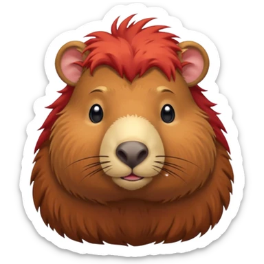 Capybara with red rock hair sticker