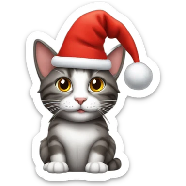 cat in hat santa sticker