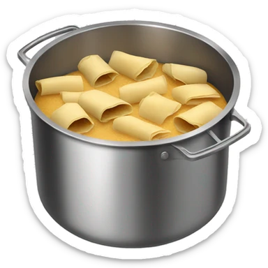 Stainless steel pot with black handlers, tamales inside sticker