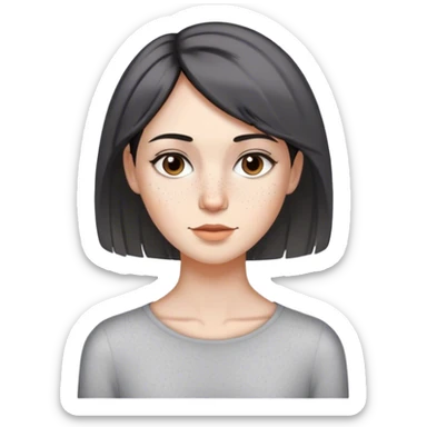 chica, pelo corto, moreno con canas, pecas, delgada sticker