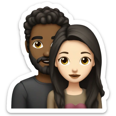 Bearded man with dark hair kissing white girl with dark hair sticker