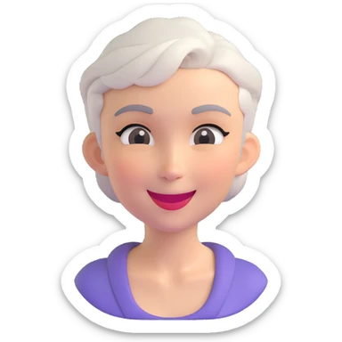 emoji of a slim woman with very short gray-blond hair, winking sticker