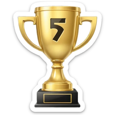 Golden trophy with "500" engraved, YouTube play button, minimal, white background sticker