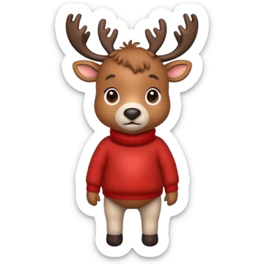 reindeer baby  cute, full body , sweater  sticker
