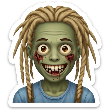 zombie with dreads with braces smiling  sticker