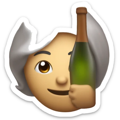 A tipsy hearth holding a wine bottle, looking off-balance in a soft, dreamy blur sticker