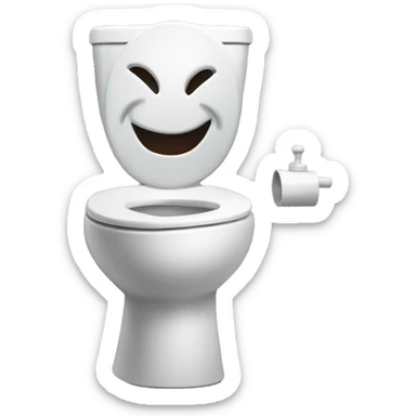 Toilet with grinning head coming out of it sticker