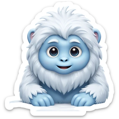 Cinematic Cute Yeti Portrait Emoji, with a charming, small, fluffy form in soft snowy whites and cool blues, featuring big, innocent eyes and a shy, gentle smile, simplified yet irresistibly endearing, highly detailed with a soft glowing outline that captures the whimsical charm of a friendly yeti ready for a cuddle! sticker