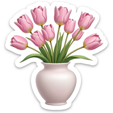 Light pink tulips in white vase sticker