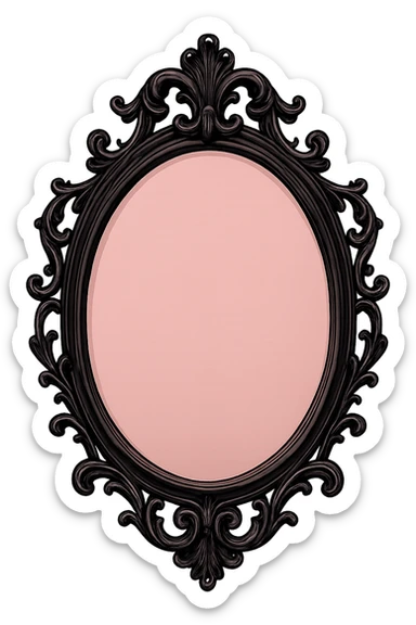 black and pink ornate mirror sticker