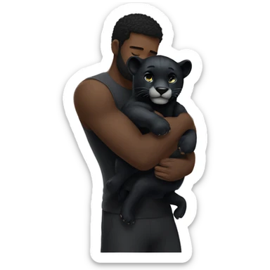 Male Black panther hug white bear female  sticker