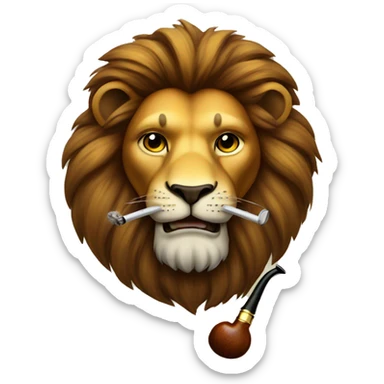 a lion with a smoking pipe sticker