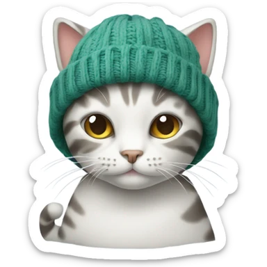 cat with knit hat sticker