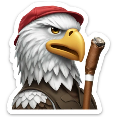 bald eagle smoking a cigar playing golf sticker
