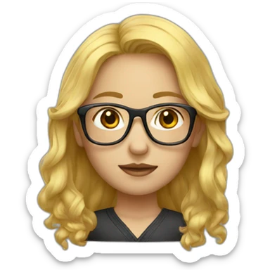 Golden hair-glasses-Chinese-female sticker