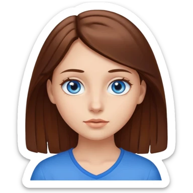 A girl with blue eyes and brown hair sticker