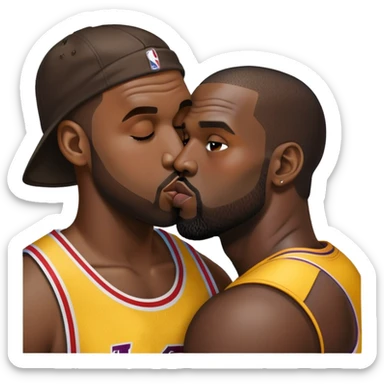 Kanye kissing LeBron  sticker