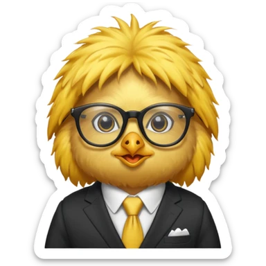 chick animal with glasses, wearing suit sticker
