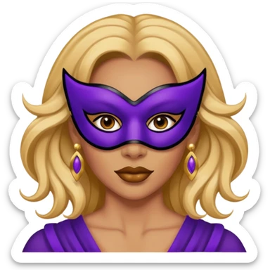 mask wearing woman robber purple with big earrings sticker
