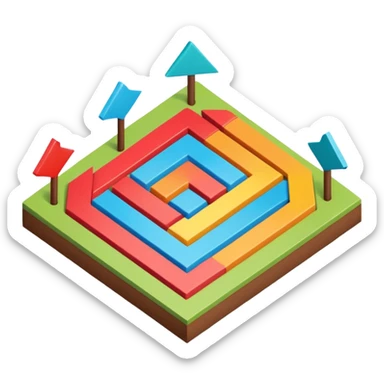 an isometric field with multi-colored tiles and directional arrows sticker