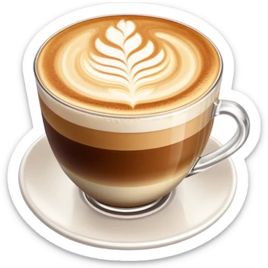 expensive artisanal latte in a cafe from upward view perspective, latte art, fancy coffee drink sticker