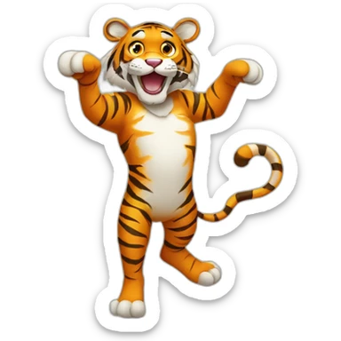 cartoon tiger in tiptoes sticker