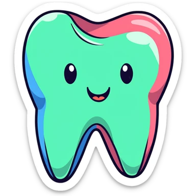 colorful dental health app icons, tooth application in multiple colors sticker
