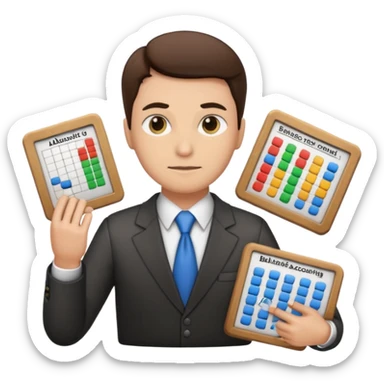 aUDITOR with spreadsheet emoji, ADD A puzzle and a Balance for accounting sticker