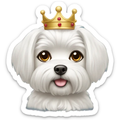 A Maltese wearing a crown sticker