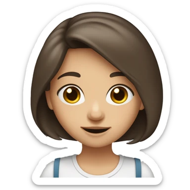 Blasses Mädchen mit langen dunkelbraunen glatte Haaren sticker