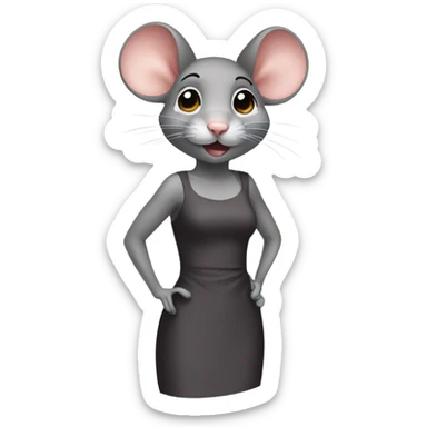 Mouse in a tight dress sticker