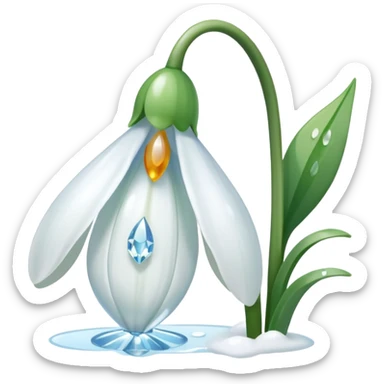 A pinterest magical snowdrop flower with a crystal  sticker