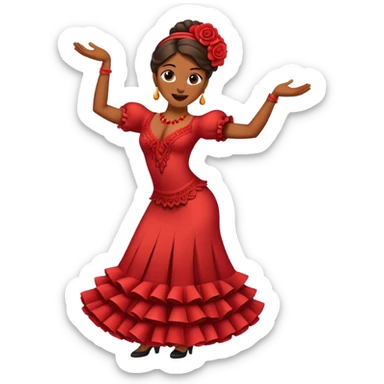 Cinematic Realistic Flamenco Pop Culture Emoji, featuring an expressive portrayal of traditional Spanish dance rendered with dynamic textures and passionate, vibrant lighting. sticker