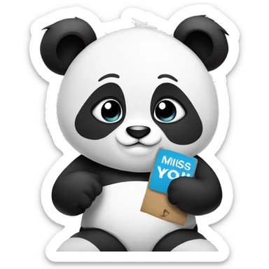 panda holding sign that says ‘ i miss you’ sticker