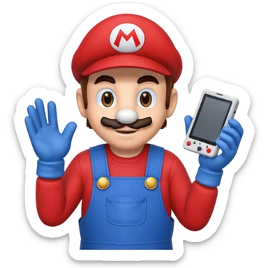 Super Mario playing a Game Boy sticker