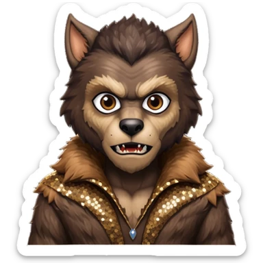 The Werewolf from Universal Monsters with brown fur, dark brown sequin outfit  sticker