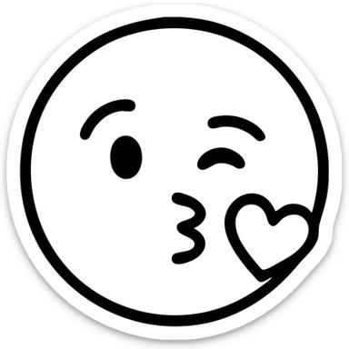 face blowing a kiss emoji, minimalist icon style, bold outlines, no fill sticker