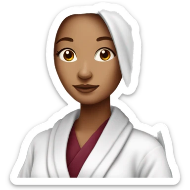 Beautiful tattooed  burgundy long haired woman in bathrobe sticker