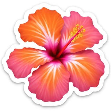 Pink and orange hibiscus flower sticker