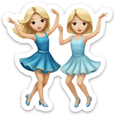 Two  realistic blonde headed girls dancing  sticker