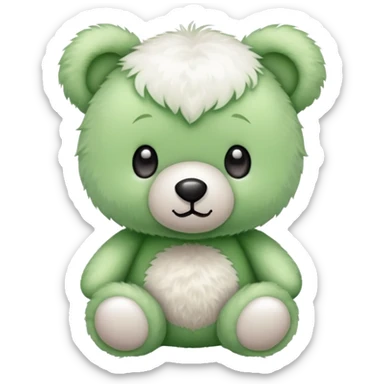 Cute white and green teddy bear sticker