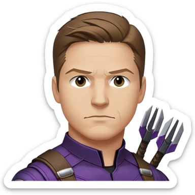 hawkeye clint barton portrait marvel, brown hair from captain america: civil war sticker